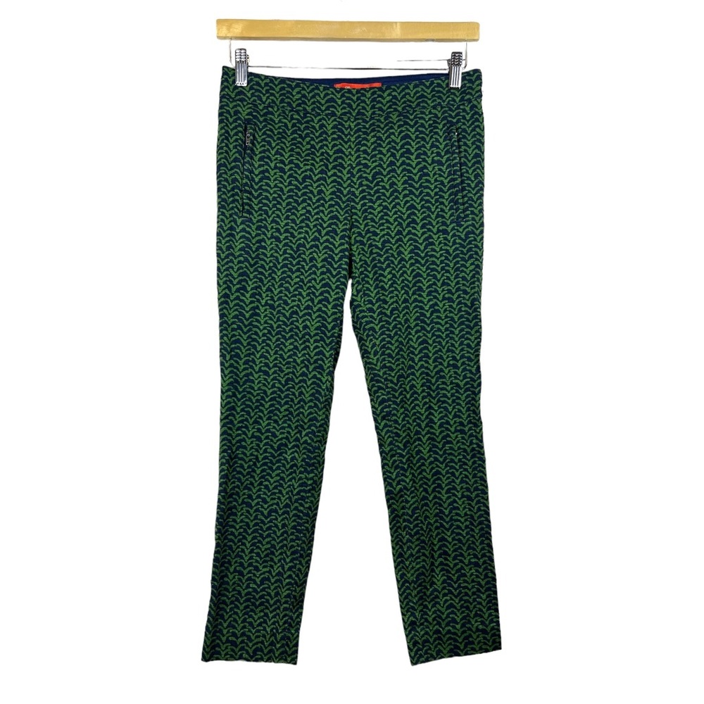 Anthropologie Cartonnier Women's Tapered Dress Pant Blue Green Scalloped Size 4